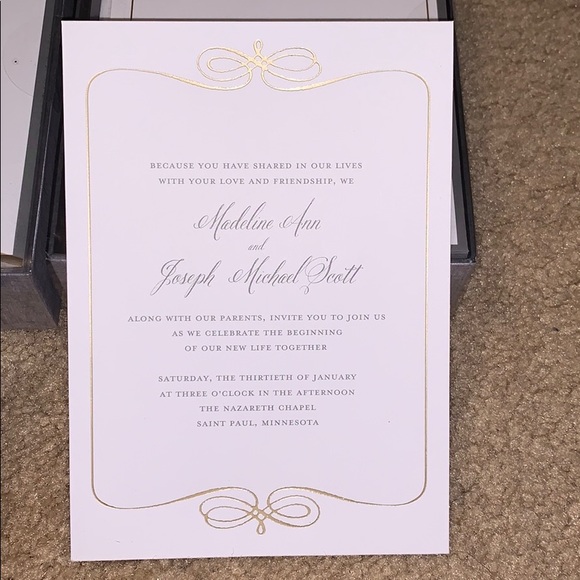 NIB Gartner Gold Foil Wedding Invitation Kit, 50 - Picture 2 of 6